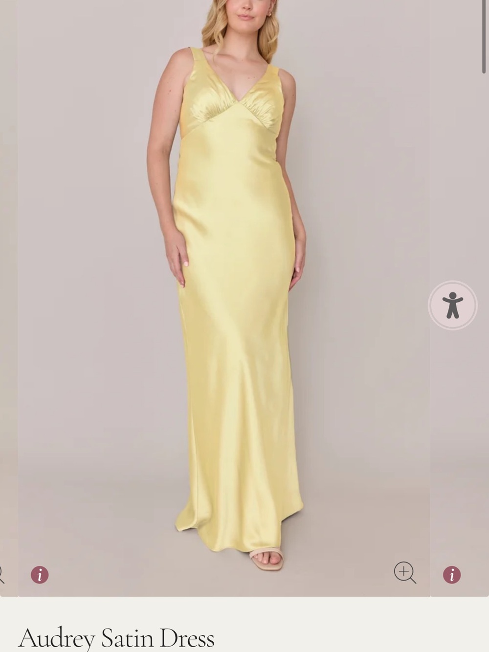 audrey Satin Maxi Dress in Pale Yellow